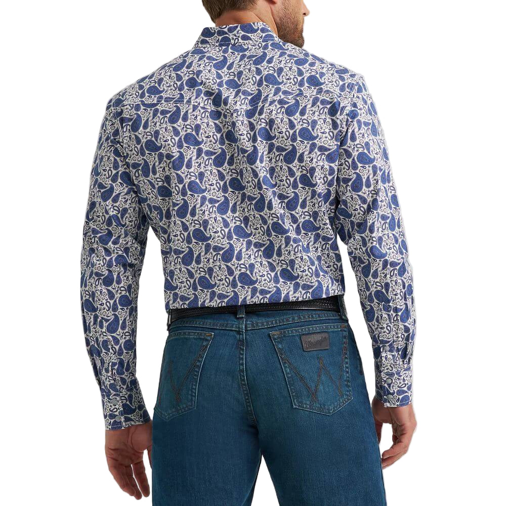 Wrangler Mens 20X® Competition Advanced Western Shirt Atlantic Paisley - 112367936