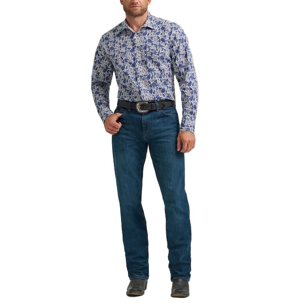 Wrangler Mens 20X® Competition Advanced Western Shirt Atlantic Paisley - 112367936