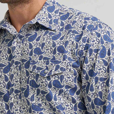 Wrangler Mens 20X® Competition Advanced Western Shirt Atlantic Paisley