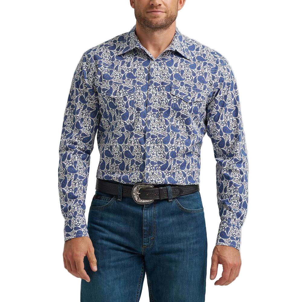 Wrangler Mens 20X® Competition Advanced Western Shirt Atlantic Paisley - 112367936