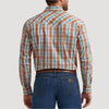 Wrangler Mens 20X® Competition Western Shirt Rustic Brown Madras - 112367926