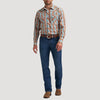 Wrangler Mens 20X® Competition Western Shirt Rustic Brown Madras - 112367926