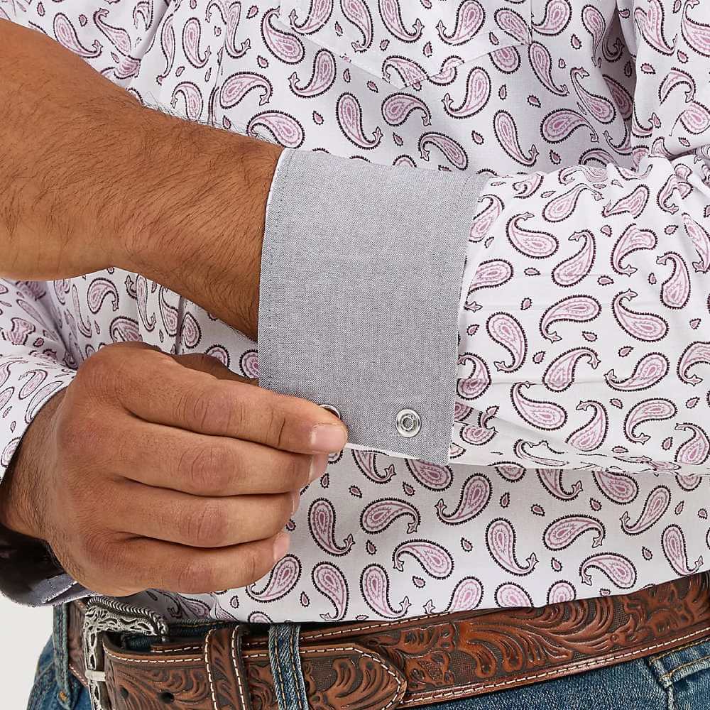 Wrangler 花柄　S Wrangler Mens 20X Western Shirt Pink Sangria Paisley