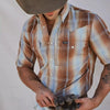 Wrangler Mens All Terrain Gear Performance Plaid Snap Shirt Sepia Ombre - 112382382