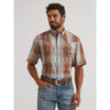 Wrangler Mens All Terrain Gear Performance Plaid Snap Shirt Sepia Ombre - 112382382