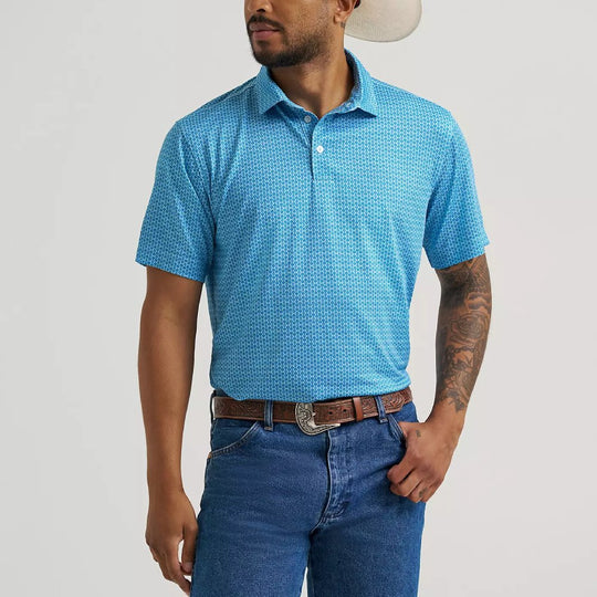Wrangler All Terrain Gear Mens Performance Polo Shirt Airy Blue Size L