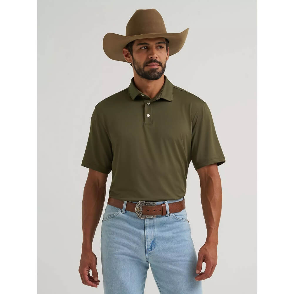 Wrangler Mens All Terrain Gear Performance Polo Shirt Olive Night - 112382472