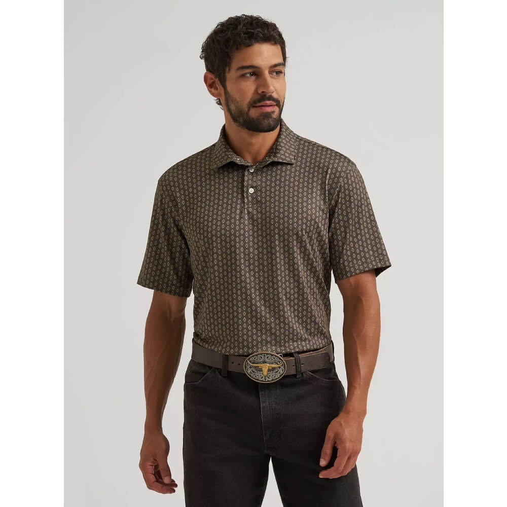 Wrangler Mens All Terrain Gear Performance Polo Shirt Turkish Coffee - 112382469