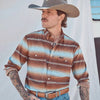 Wrangler Mens All Terrain Gear Technical Snap Shirt Sepia Stripe - 112383038