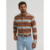 Wrangler Mens All Terrain Gear Technical Snap Shirt Sepia Stripe - 112383038