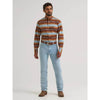Wrangler Mens All Terrain Gear Technical Snap Shirt Sepia Stripe - 112383038