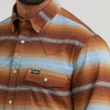 Wrangler Mens All Terrain Gear Technical Snap Shirt Sepia Stripe - 112383038