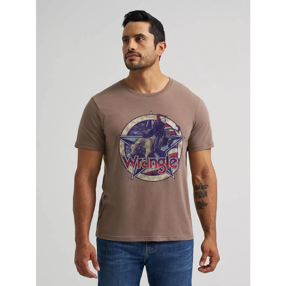Wrangler Mens Americana Star Graphic T-Shirt Walnut - 112383933