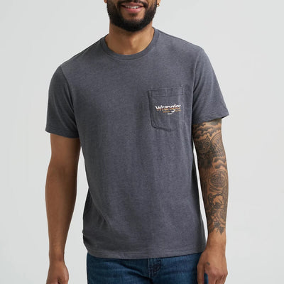Wrangler Mens Back Graphic Pocket T-Shirt Charcoal - 112368653