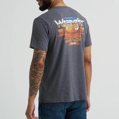 Wrangler Mens Back Graphic Pocket T-Shirt Charcoal - 112368653