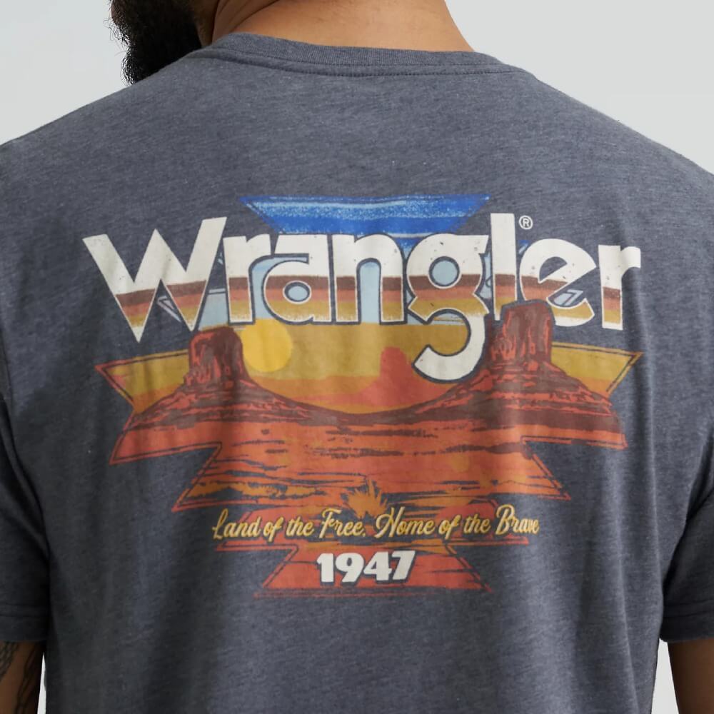 Wrangler Mens Back Graphic Pocket T-Shirt Charcoal - 112368653