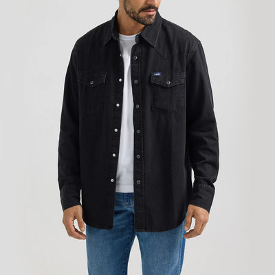 Wrangler Mens Black Denim Western Shirt