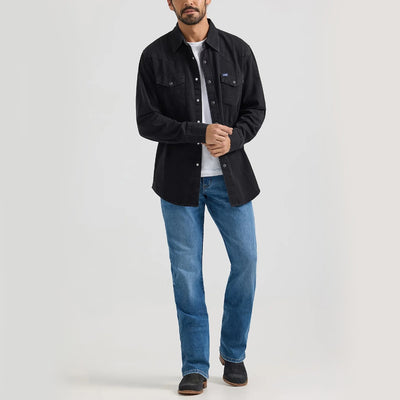 Wrangler Mens Black Denim Western Shirt