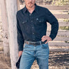 Wrangler Mens Black Denim Western Shirt - 112361702