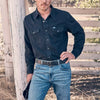 Wrangler Mens Black Denim Western Shirt - 112361702
