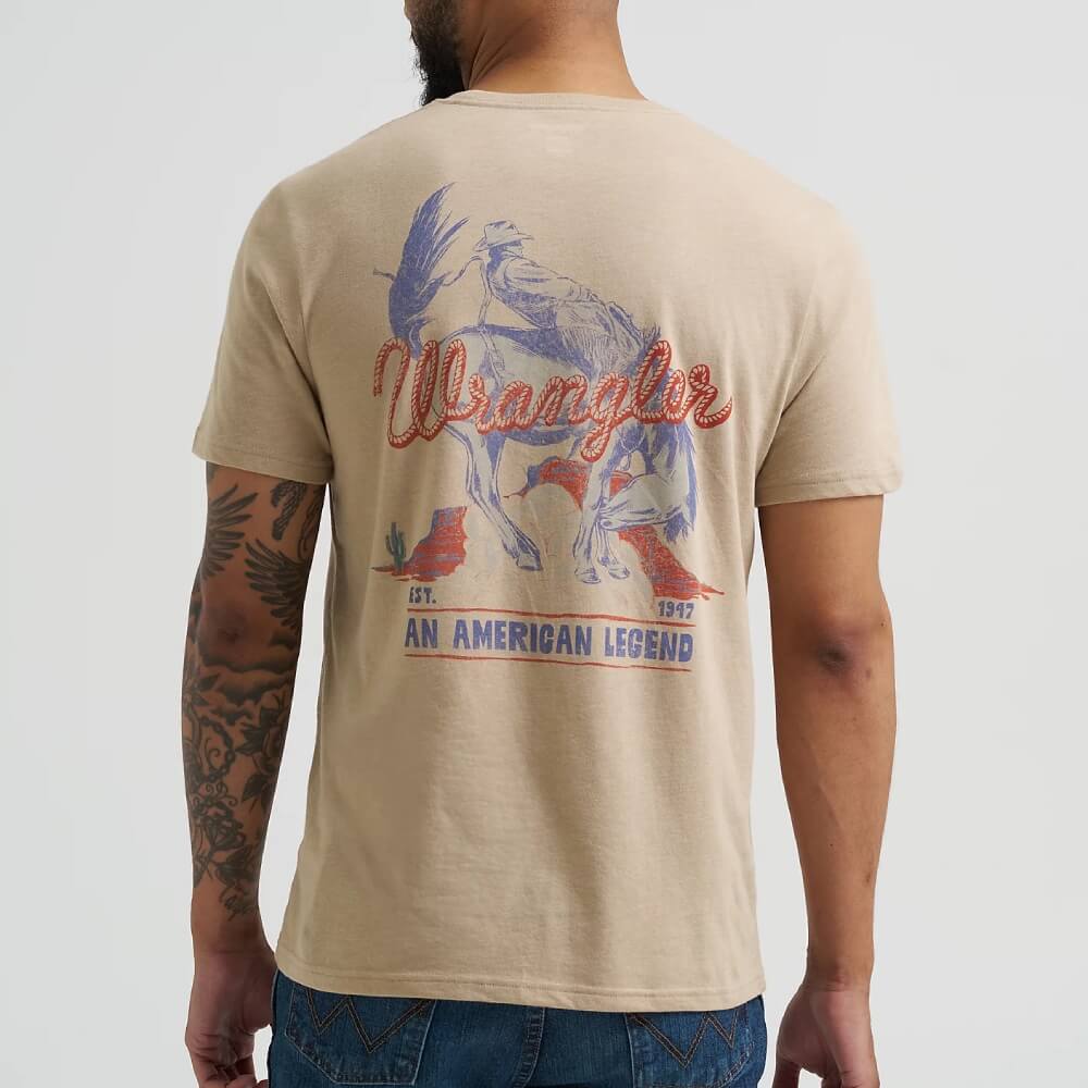 Wrangler Mens Bucking Cowboy Back Graphic T-Shirt