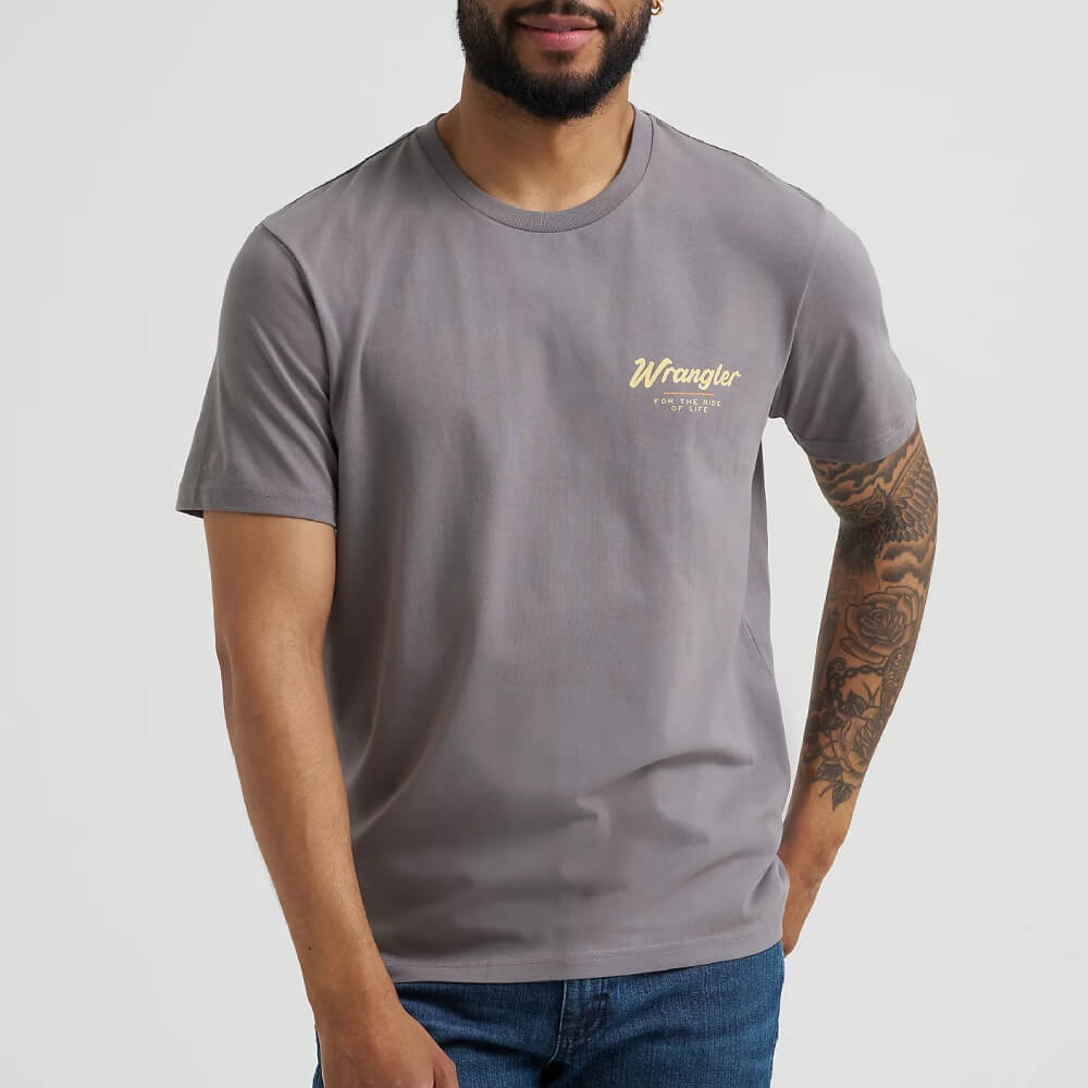 Wrangler Mens Bucking Cowboy T-Shirt Quiet Shade (grey) - 112368627
