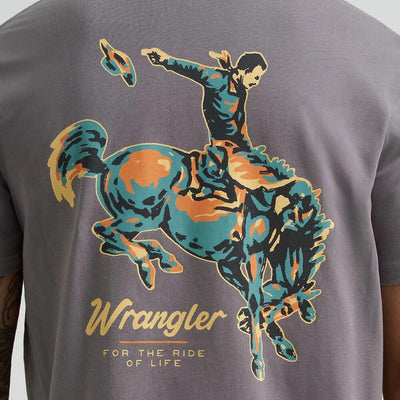 Wrangler Mens Bucking Cowboy T-Shirt Quiet Shade (grey) - 112368627