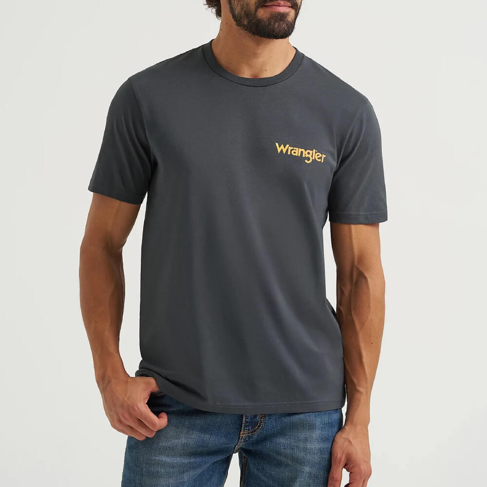 Wrangler Mens Bucking Cowboy T-Shirt Washed Black - 112368424