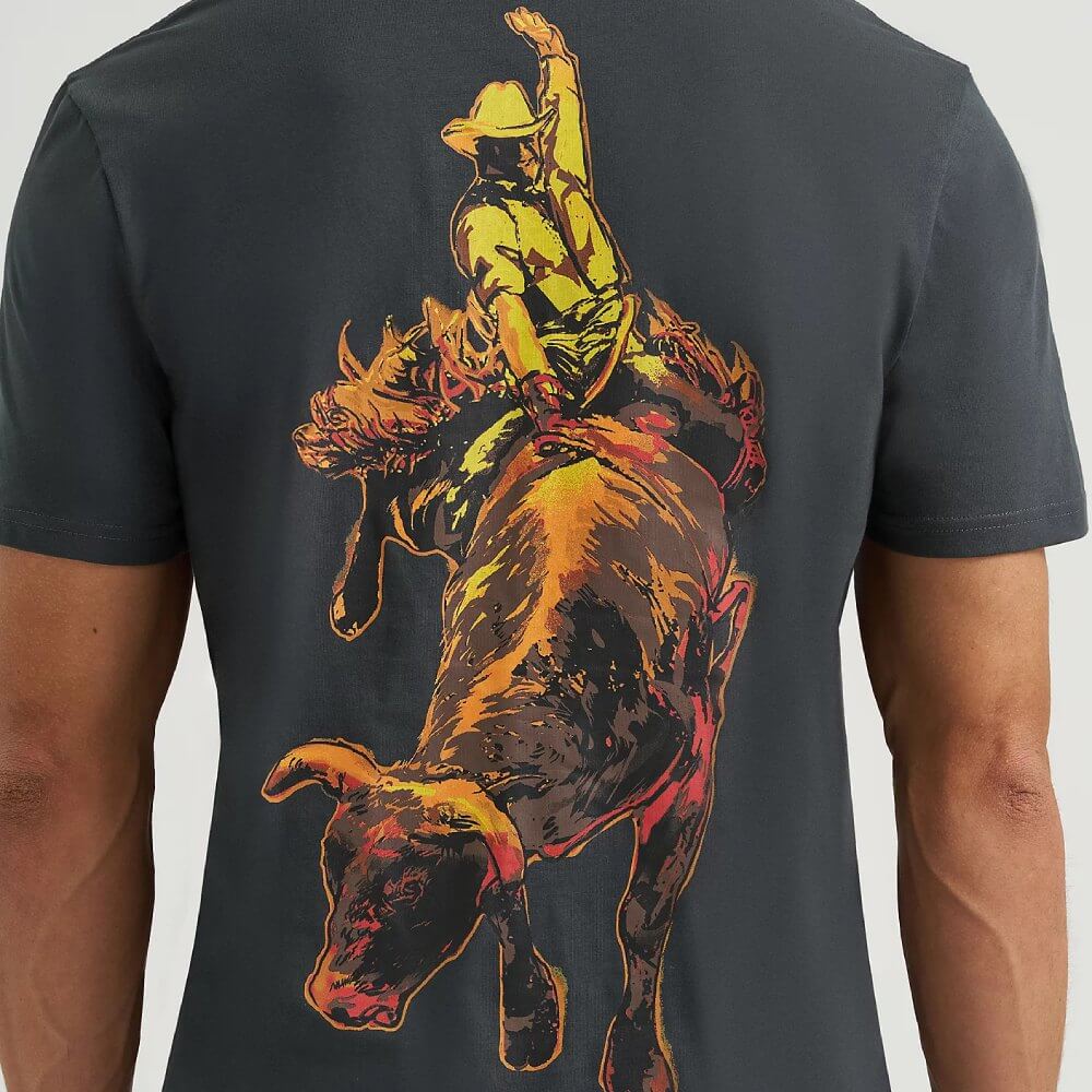 Wrangler Mens Bucking Cowboy T-Shirt Washed Black - 112368424