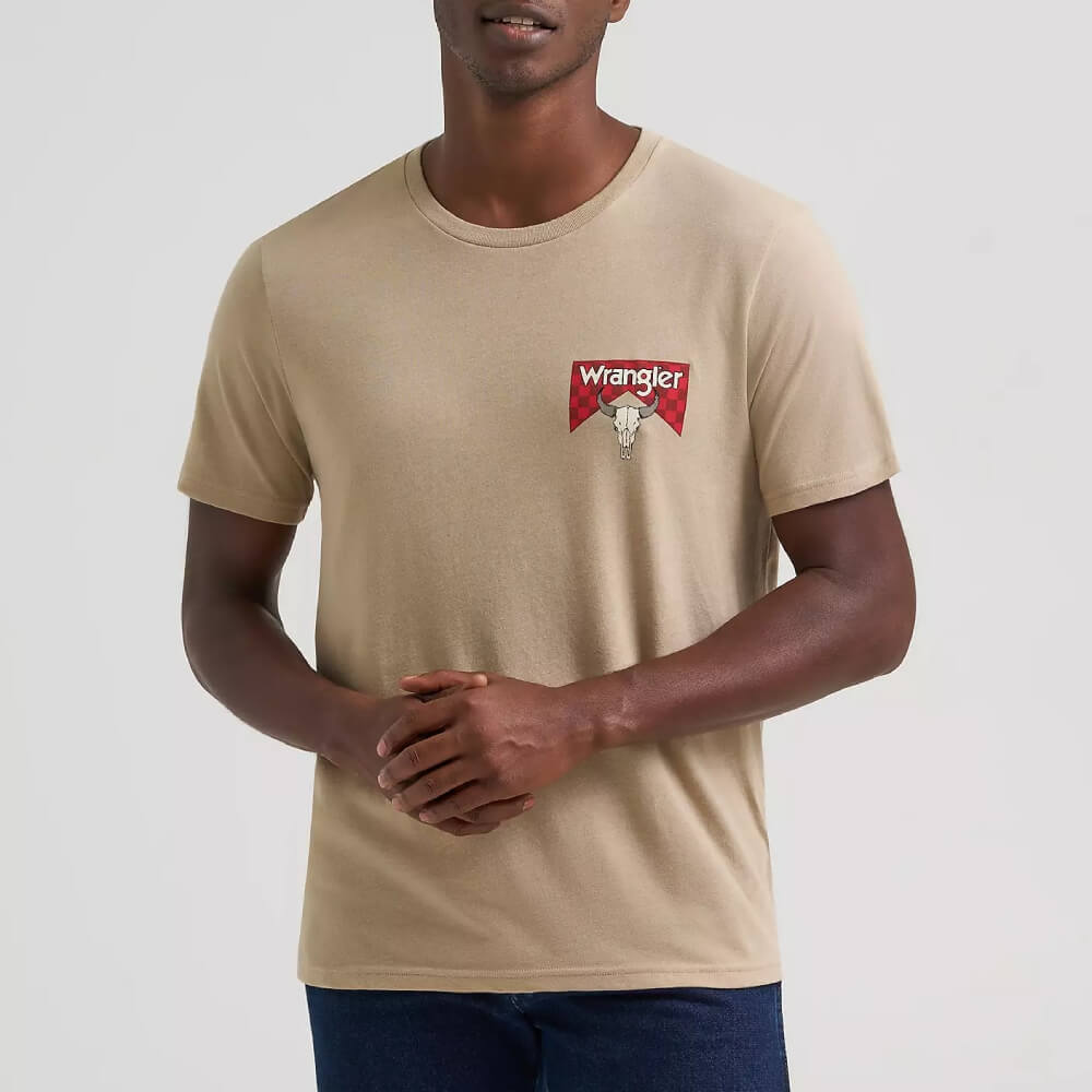 Wrangler Mens Bull Checkerboard T-Shirt