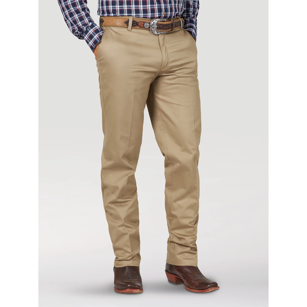 Wrangler Mens Casuals Flat Front Relaxed Fit Pants In Khaki - 1000096KH