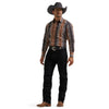 Wrangler Mens Checotah Dress Western Snap Shirt Brown - 112381991
