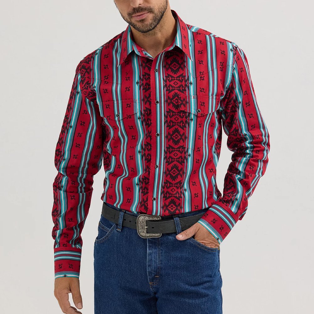 Wrangler Mens Checotah Red Shirt