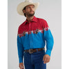 Wrangler Mens Checotah® Western Horizontal Print Shirt Dip Dye - 112379226