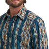 Wrangler Mens Checotah Western Long Sleeve Snap Shirt Teal/Brown - 112384297