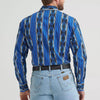 Wrangler Mens Checotah Western Printed Shirt Bold Blue - 112369484