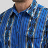 Wrangler Mens Checotah Western Printed Shirt Bold Blue - 112369484