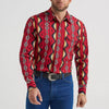 Wrangler Mens Checotah Western Snap Printed Shirt Firey Red - 112369430