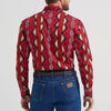 Wrangler Mens Checotah Western Snap Printed Shirt Firey Red - 112369430