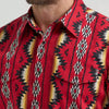 Wrangler Mens Checotah Western Snap Printed Shirt Firey Red - 112369430