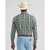 Wrangler Mens Checotah® Western Snap Printed Shirt Olivine - 112379228