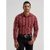 Wrangler Mens Checotah Western Snap Printed Shirt Oxide Red - 112384296