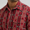 Wrangler Mens Checotah Western Snap Printed Shirt Oxide Red - 112384296