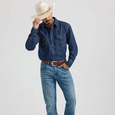 Wrangler Mens Classic Denim Western Shirt