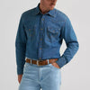 Wrangler Mens Classic Denim Western Snap Shirt Mid Wash Denim - 112361701