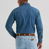 Wrangler Mens Classic Denim Western Snap Shirt Mid Wash Denim - 112361701