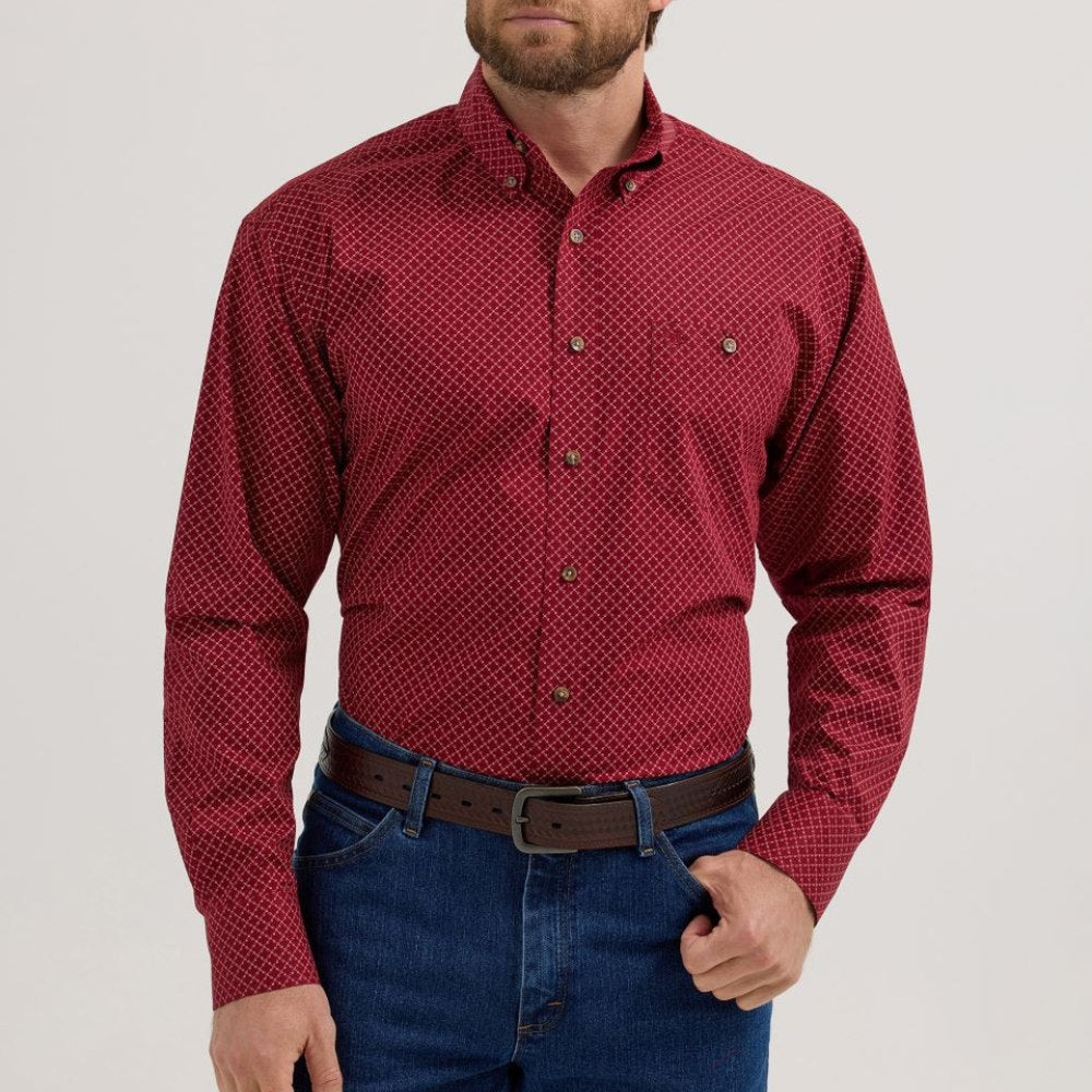 Wrangler Mens Classic Geometric Red Shirt