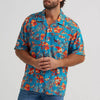 Wrangler Mens Coconut Cowboy Camp Shirt Blue Tropics - 112374839