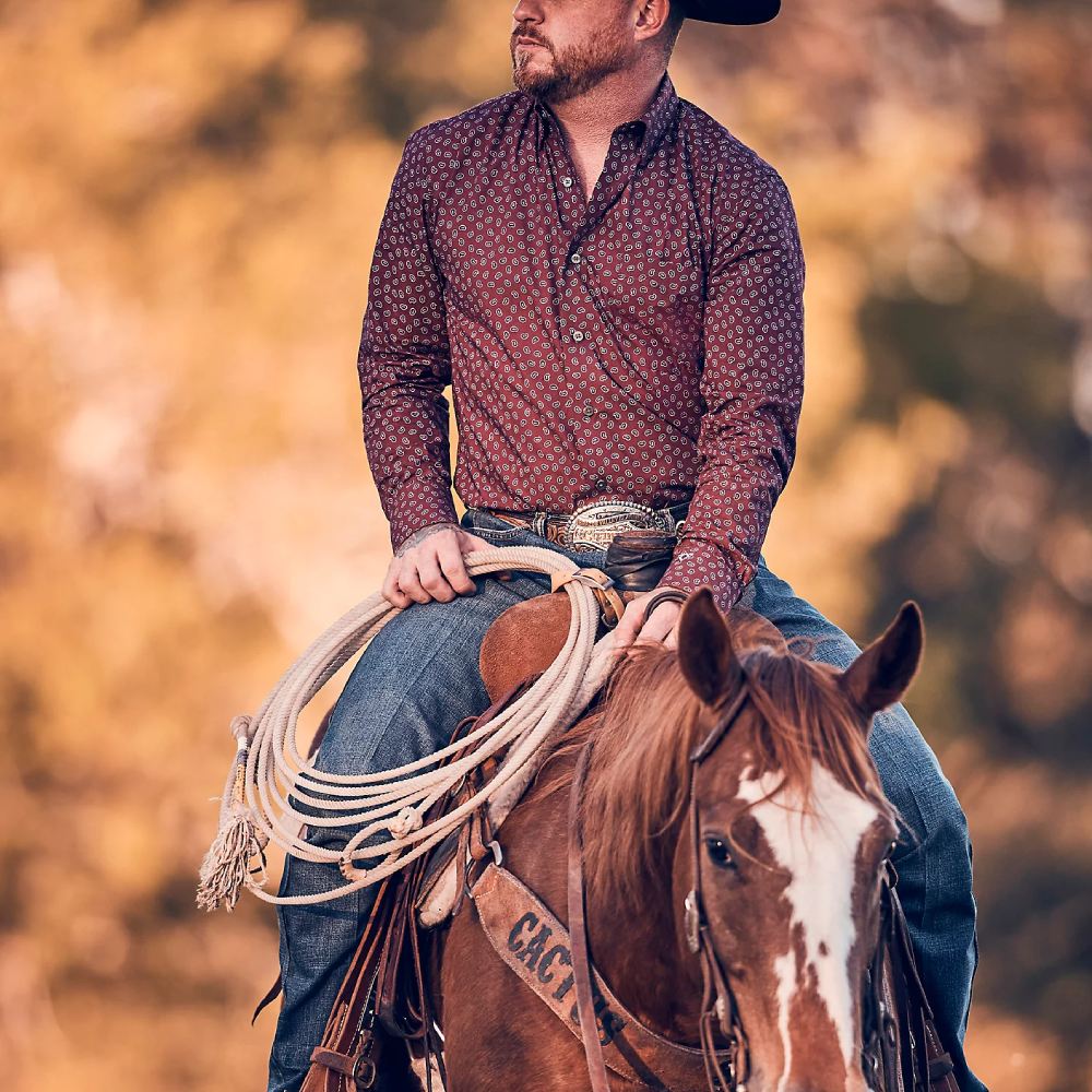 Wrangler Mens Cody Johnson Burgundy Shirt