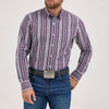 Wrangler Mens Cody Johnson One Pocket Shirt Mauve Stripes - 112369557